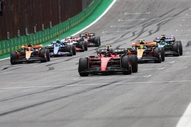 Formula 1 Rolex Sao Paulo Grand Prix 2023 03 11 2023, Autodromo Jose Carlos Pace, Interlagos, Formula 1 Rolex Sao Paulo Grand Prix 2023 , pictured Carlos Sainz Jr ESP , Scuderia Ferrari, Lando Norris GBR , McLaren F1 Team, Oscar Piastri AUS , McLaren F1 Team nordphotoxGmbHx xBratic nph00250