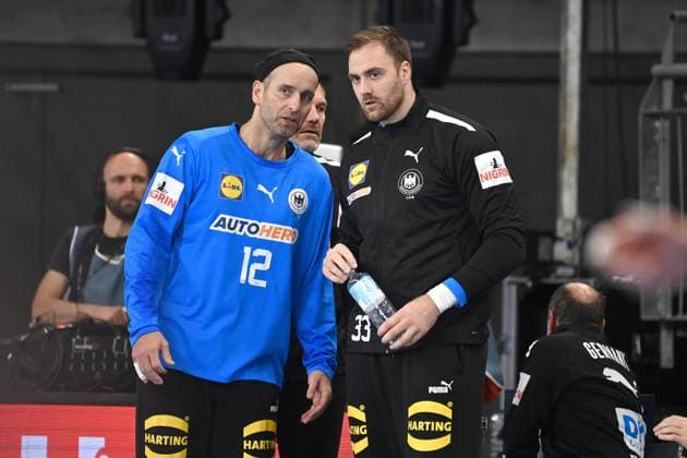 from left goalkeeper Silvio HEINEVETTER GER , goalkeeper Andreas WOLF GER handball international Germany GER Egypt EGY on 03 11 2023 ratiopharm arena Neu Ulm
