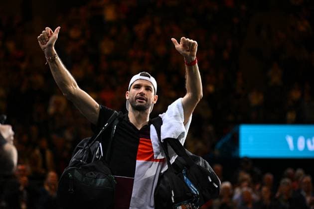 Tennis, ATP-Turnier in Paris Rolex Paris Masters Grigor Dimitrov (BUL) during his 1 4 final round match at the 2023 Rolex Paris Masters at the Accor Arena in Paris, France, on November 3, 2023. Photo by Corinne Dubreuil ABACAPRESS.COM Paris France  Copyright: xDubreuilxCorinne ABACAx