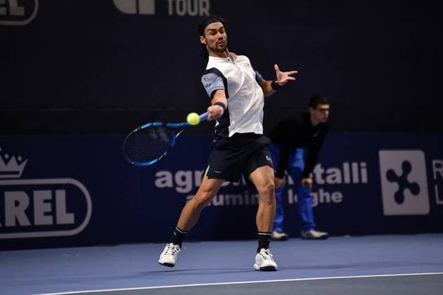 ATP, Tennis Herren Challenger Trofeo Faip-Perrel 2023 - Day 5 - Quarterfinal Fabio Fognini of Italy during the the quarterfinal at ATP Challenger Trofeo Perrel-Faip 2023 at Italcementi Sports Center on November 3, 2023 in Bergamo, Italy Bergamo Italy  Copyright: xMichelexMaravigliax originalFilename:maraviglia-tennisat231103_np1G9.jpg