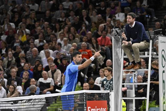Tennis - Rolex Paris Master 2023 - Novak Djokovic - Serbie TENNIS : Rolex Paris Master 2023 - France - 03 11 2023 ChrysleneCaillaud Panoramic 
