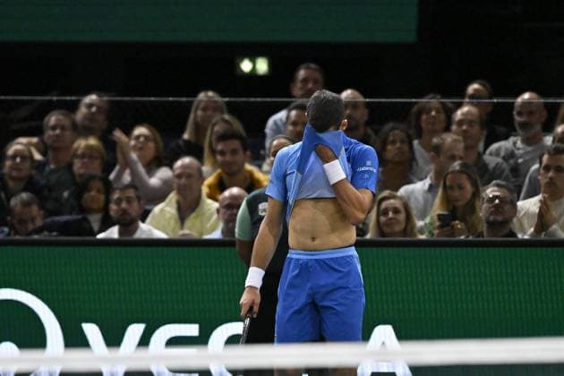 Tennis - Rolex Paris Master 2023 - Novak Djokovic - Serbie TENNIS : Rolex Paris Master 2023 - France - 03 11 2023 ChrysleneCaillaud Panoramic 