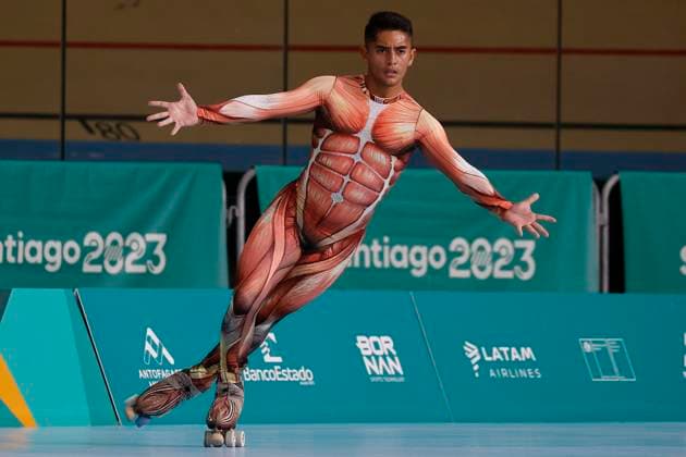 Sport Themen der Woche KW44 Sport Bilder des Tages SANTIAGO, CHILE Ð NOV 03: Florencio Lopez de Paraguay en accion durante el patinaje art’stico masculino Programa Corto de los Juegos Panamericanos Santiago 2023 en el Velodromo del Parque Pe–alolen el 3 de noviembre en Santiago, Chile. Florencio Lopezof Paraguay in action at the menÕs Free Short Program during at the Santiago 2023 Pan American Games at the Velodromo PArque Pe–alolen on November 3 in Santiago, Chile. (Foto de Dragomir Yankovic Santiago 2023 v’a Photosport) Dia 15, Patinaje artiistico masculino Day 15, Artistic Skating menÕs