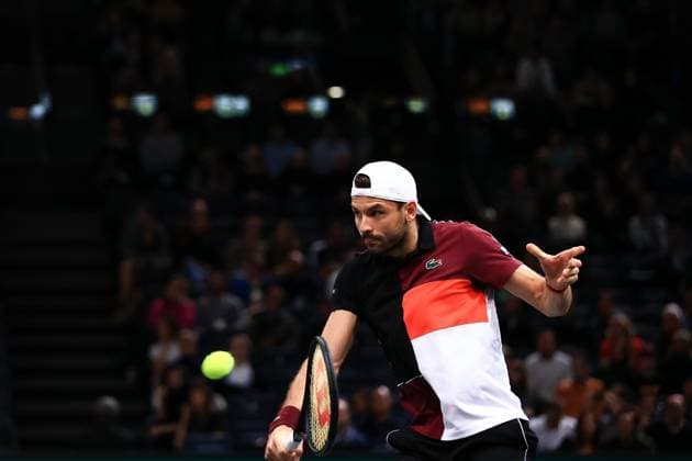 2023 ATP, Tennis Herren Paris Masters 1000 Mylene Deroche IP3 - Bulgaria s Grigor Dimitrov in action druring the semi final match of the men s single, on day six of the Paris ATP Masters 1000 tennis tournament at the Accor Arena - Palais Omnisports de Paris-Bercy - in Paris, France, on november 4, 2023.  Copyright: xIP3xPRESS MAXPPPxMylenexDerochex IP3DER231104014 IP3DER231104014