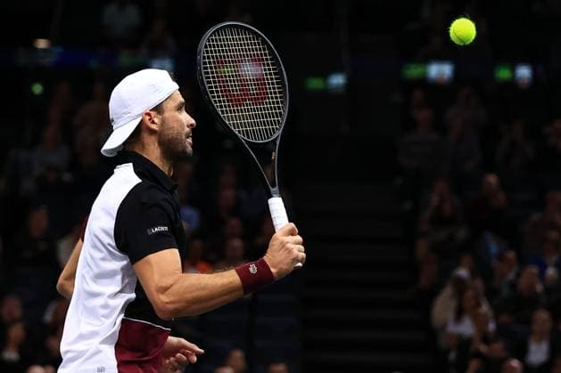 2023 ATP, Tennis Herren Paris Masters 1000 Mylene Deroche IP3 - Bulgaria s Grigor Dimitrov in action druring the semi final match of the men s single, on day six of the Paris ATP Masters 1000 tennis tournament at the Accor Arena - Palais Omnisports de Paris-Bercy - in Paris, France, on november 4, 2023.  Copyright: xIP3xPRESS MAXPPPxMylenexDerochex IP3DER231104024 IP3DER231104024