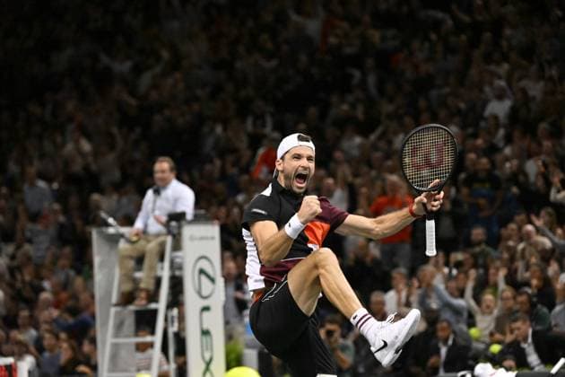 Tennis - Rolex Paris Master 2023 - Grigor Dimitrov - Bulgarie TENNIS : Rolex Paris Master 2023 - France - 04 11 2023 ChrysleneCaillaud Panoramic 
