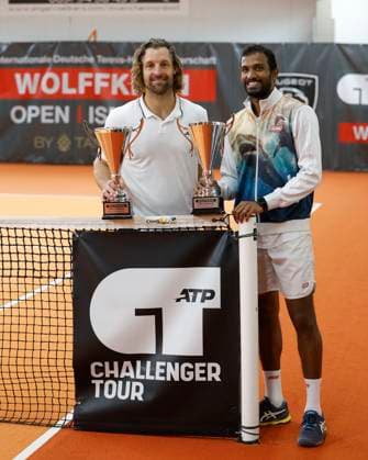 Winner Andre Begemann and Sriram Balaji, Mens Doubles, Award Ceremony, Presentation Tennis Wolffkran Open ATP Challenger TC Ismaning Ismaning Bavaria Germany 4 November 2023 Â Copyright: xJuergenxHasenkopfx