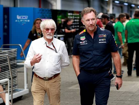 Bernie Ecclestone GBR , Christian Horner GBR, Oracle Red Bull Racing , F1 Grand Prix of Brazil at Autodromo Jose Carlos Pace on November 4, 2023 in Sao Paulo, Brazil Photo by HOCH ZWEI Sao Paulo Brazil