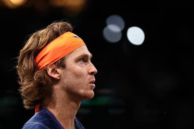 2023 ATP, Tennis Herren Paris Masters 1000 Mylene Deroche IP3 - Russia s Andrey Rublev during the semi final match of the men s single, on day six of the Paris ATP Masters 1000 tennis tournament at the Accor Arena - Palais Omnisports de Paris-Bercy - in Paris, France, on november 4, 2023.  Copyright: xIP3xPRESS MAXPPPxMylenexDerochex IP3DER231104069 IP3DER231104069