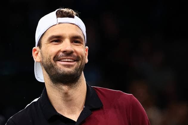 2023 ATP, Tennis Herren Paris Masters 1000 Mylene Deroche IP3 - Bulgaria s Grigor Dimitrov smiles after wiing against Greece s Stefanos Tsitsipas during the semi final match of the men s single, on day six of the Paris ATP Masters 1000 tennis tournament at the Accor Arena - Palais Omnisports de Paris-Bercy - in Paris, France, on november 4, 2023.  Copyright: xIP3xPRESS MAXPPPxMylenexDerochex IP3DER231104070 IP3DER231104070