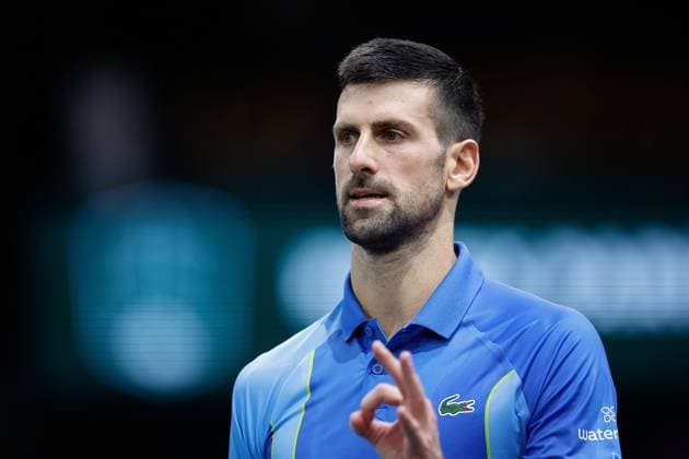 Paris, 04 11 2023 Tennis Rolex Paris Masters 2023, Novak Djokovic Andrei Andreyevich Rublyov v l , Novak Djokovic disappointed, disappointed looking, dissapointed, sad, frustrated, frustrated, frustrated Copyright: AntonioxBorga
