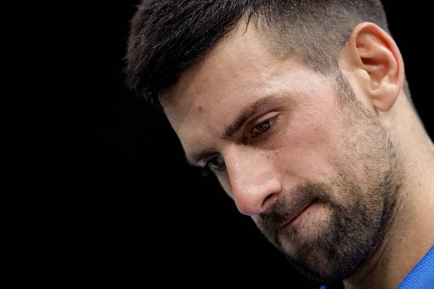 Paris, 04 11 2023 Tennis Rolex Paris Masters 2023, Novak Djokovic Andrei Andreyevich Rublyov v l , Novak Djokovic disappointed, disappointed looking, dissapointed, sad, frustrated, frustrated, frustrated Copyright: AntonioxBorga