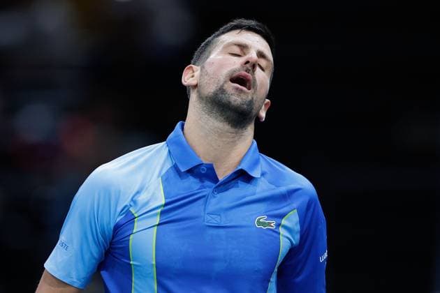 Paris, 04 11 2023 Tennis Rolex Paris Masters 2023, Novak Djokovic Andrei Andreyevich Rublyov v l , Novak Djokovic disappointed, disappointed looking, dissapointed, sad, frustrated, frustrated, frustrated Copyright: AntonioxBorga