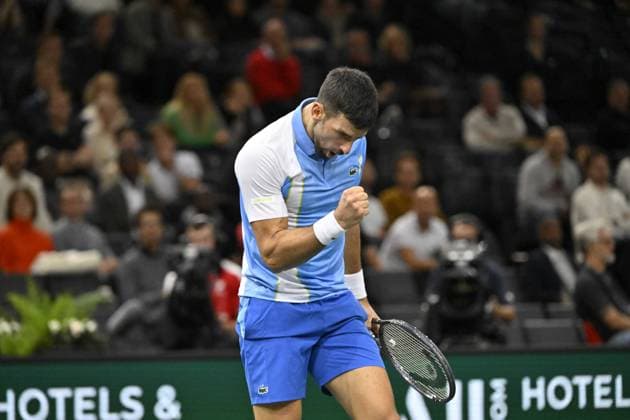 Tennis - Rolex Paris Master 2023 - Novak Djokovic - Serbie TENNIS : Rolex Paris Master 2023 - France - 04 11 2023 ChrysleneCaillaud Panoramic 