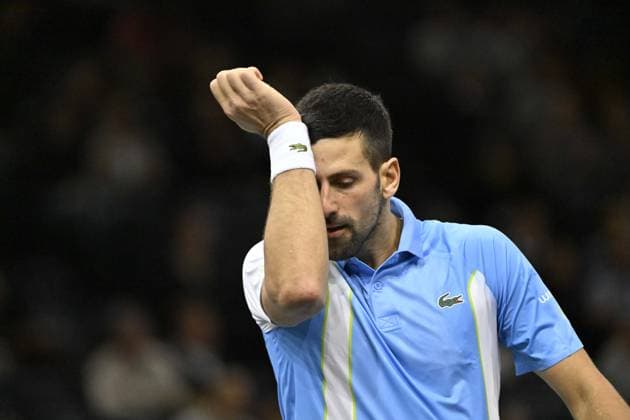 Tennis - Rolex Paris Master 2023 - Novak Djokovic - Serbie TENNIS : Rolex Paris Master 2023 - France - 04 11 2023 ChrysleneCaillaud Panoramic 