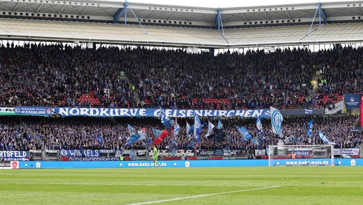 04 11 2023 Soccer Season 2023 2024 2 Soccer Bundesliga 12 Matchday 1 FC Nürnberg FCN Club FC Schalke 04 S04 Knappen Sportfoto Zink DaMa xdaxmax DFL regulations prohibit any use of photographs as image sequences and or quasi video only for editorial use Numerous spectators audience Fans of FC Schalke in the guest block
