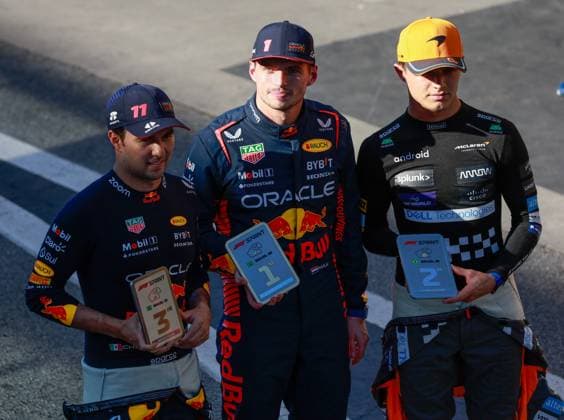 11 Sergio Perez MEX, Oracle Red Bull Racing , 1 Max Verstappen NLD, Oracle Red Bull Racing , 4 Lando Norris GBR, McLaren F1 Team , F1 Grand Prix of Brazil at Autodromo Jose Carlos Pace on November 4, 2023 in Sao Paulo, Brazil Photo by HOCH ZWEI Sao Paulo Brazil