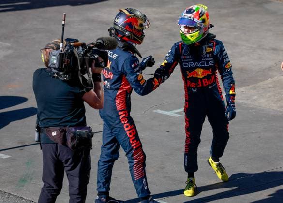 1 Max Verstappen NLD, Oracle Red Bull Racing , 11 Sergio Perez MEX, Oracle Red Bull Racing , F1 Grand Prix of Brazil at Autodromo Jose Carlos Pace on November 4, 2023 in Sao Paulo, Brazil Photo by HOCH ZWEI Sao Paulo Brazil
