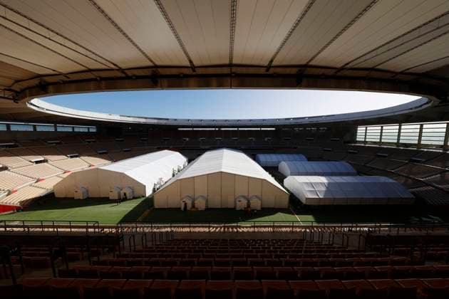 Bilder des Jahres 2023, Sport 11 November Sport Themen der Woche KW44 Tennis court at the Estadio de La Cartuja football stadium in Sevilla, Spain, during women s Billie Jean King Cup 2023 matches, November 5, 2023. (CTKxPhoto PavelxLebeda) CTKPhotoF202311050005501  CTKPhotoF202311050005501