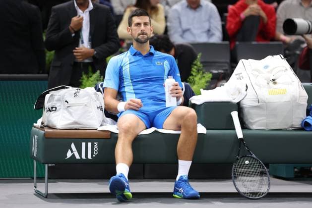 ROLEX PARIS MASTERS TENNIS 2023 Thierry Larret Maxppp. Tennis. Rolex Paris Masters. Accor Arena, Paris (75). Le 5 novembre 2023. Finale : Novak DJOKOVIC (SRB) vs Grigor DIMITROV (BUL). Paris (75) ACCORHOTELS ARENA ILE DE FRANCE FRANCE  Copyright: xMAXPPPxThierryxLarretx TL_20231105_0022 TLx20231105x0022