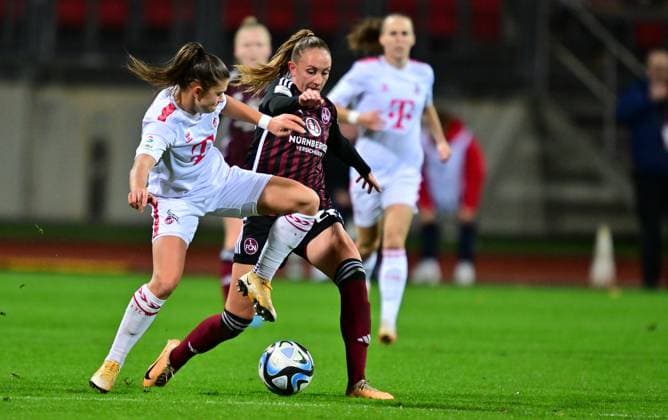 05 11 2023 Soccer Season 2023 2024 1 Women Soccer Bundesliga 06 Matchday 1 FC Nürnberg FCN Club 1 FC Köln Sportfoto Zink xwoxzix Martyna Wiankowska 26, FC Köln Nadja Burkard 22, 1 FC Nürnberg FCN