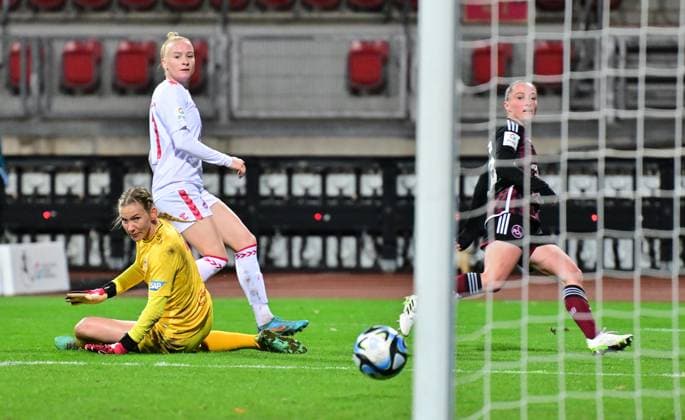05 11 2023 Soccer Season 2023 2024 1 Women Soccer Bundesliga 06 Matchday 1 FC Nuremberg FCN Club 1 FC Cologne Sportfoto Zink xwoxzix Vanessa Haim 19, 1 FC Nuremberg FCN scores goal goal shot to 3 1 against Jasmin Pal 1, FC Cologne