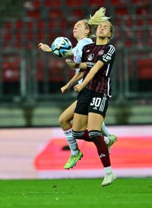 05 11 2023 Soccer Season 2023 2024 1 Womens Soccer Bundesliga 06 Matchday 1 FC Nuremberg FCN Club 1 FC Köln Sportfoto Zink xwoxzix Janina Hechler 28, FC Köln in header duel with Medina Desic 30, 1 FC Nuremberg FCN