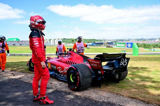 16 Charles Leclerc MCO, Scuderia Ferrari after his crash in the formation lap, F1 Grand Prix of Brazil at Autodromo Jose Carlos Pace on November 5, 2023 in Sao Paulo, Brazil Photo by HOCH ZWEI Sao Paulo Brazil