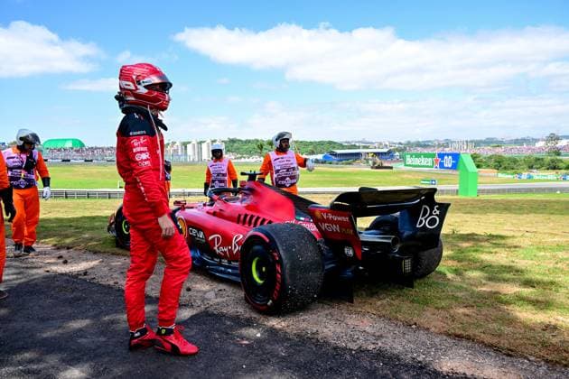 16 Charles Leclerc MCO, Scuderia Ferrari after his crash in the formation lap, F1 Grand Prix of Brazil at Autodromo Jose Carlos Pace on November 5, 2023 in Sao Paulo, Brazil Photo by HOCH ZWEI Sao Paulo Brazil