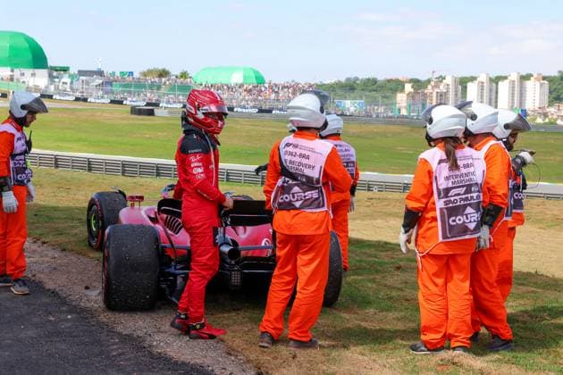 16 Charles Leclerc MCO, Scuderia Ferrari after his crash in the formation lap, F1 Grand Prix of Brazil at Autodromo Jose Carlos Pace on November 5, 2023 in Sao Paulo, Brazil Photo by HOCH ZWEI Sao Paulo Brazil