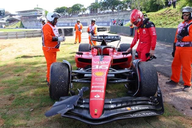 16 Charles Leclerc MCO, Scuderia Ferrari after his crash in the formation lap, F1 Grand Prix of Brazil at Autodromo Jose Carlos Pace on November 5, 2023 in Sao Paulo, Brazil Photo by HOCH ZWEI Sao Paulo Brazil