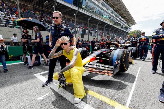 Christian Horner GBR, Oracle Red Bull Racing , Machine Gun Kelly, F1 Grand Prix of Brazil at Autodromo Jose Carlos Pace on November 5, 2023 in Sao Paulo, Brazil Photo by HOCH ZWEI Sao Paulo Brazil