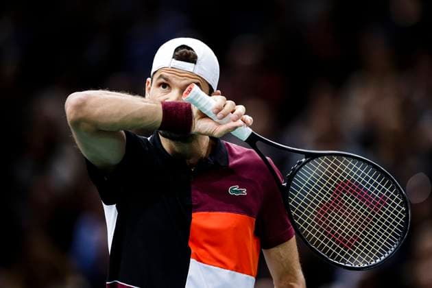 Grigor Dimitrov of Bulgaria walks in the court during his match against Novak Djokovic of Serbia during Rolex Paris Masters Final on Day Seven at Palais Omnisports de Bercy on November 5, 2023 in Paris, France Photo by Just Pictures Paris Palais Omnisports de Bercy France Copyright: x x2023xEurasiaxSportxImagesx jp-en-EuSpIm-AB3_Rolex_Paris_Masters_05Nov2023_PR009
