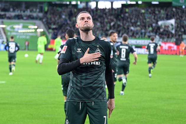 05 11 2023, Football, Bundesliga, Matchday 10 Season 2023 2024, VfL Wolfsburg SV Werder Bremen, Marvin Ducksch SV Werder Bremen celebrates the goal for 1 0 xRHR PHOTO TKx Copyright: RHR-FOTOx RHR-FOTO TK