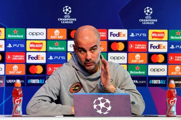 6th November 2023, Etihad Stadium, Manchester, England; press conference, PK, Pressekonferenz ahead of the UEFA Champions League group stage match against Young Boys in Manchester, England. Manchester City manager Pep Guardiola speaking to the media during today s press conference at the Etihad Campus ahead of tomorrow s Champions League Group G match versus Young Boys  ActionPlus12573440 AlanxMartin