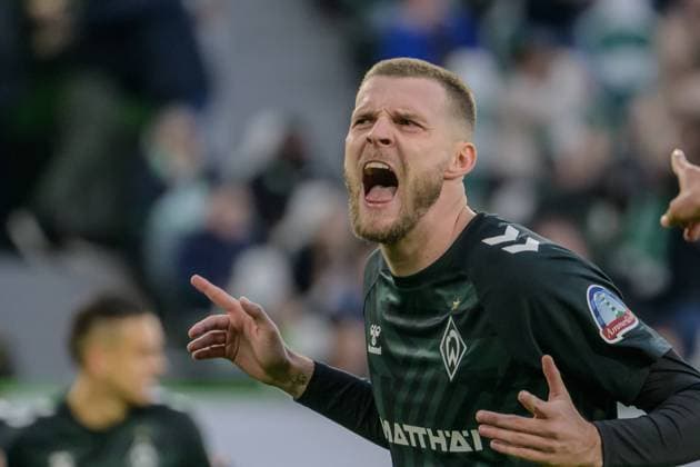 GER, VFL Wolfsburg vs SV Werder Bremen 05 11 2023, Volkswagenarena, Wolfsburg, GER, VFL Wolfsburg vs SV Werder Bremen in the picture picture shows goal celebration with goal scorer Marvin Ducksch SV Werder Bremen 07 after the goal to 0 1 nordphotoxGmbHxx xKokenge nph00001