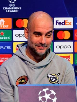 6th November 2023, Etihad Stadium, Manchester, England; press conference, PK, Pressekonferenz ahead of the UEFA Champions League group stage match against Young Boys in Manchester, England. Manchester City manager Pep Guardiola speaking to the media during today s press conference at the Etihad Campus ahead of tomorrow s Champions League Group G match versus Young Boys  ActionPlus12573444 AlanxMartin