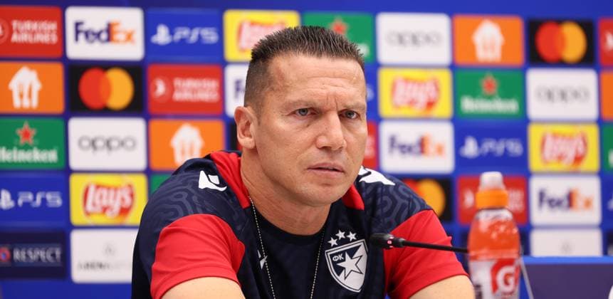 Red Star Belgrade RB Leipzig PK Champions League Beograd, 06 11 2023, Stadion Rajko Mitic, Fußball , UEFA Champions League, Gruppe G , 4 Spieltag, Matchday 1 , Red Star Belgrade vs RB Leipzig , Press conference before the match , Im Bild Trainer Barak Bakhar Red Star Belgrade , Foto nur zur redaktionellen Nutzung bestimmt , UEFA regulations prohibit any use of photographs as image sequences and or quasi video ,