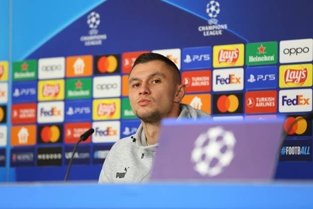 Soccer Men Season 2023 2024 UEFA Champions League I Matchday 4 Press Conference I Shakhtar Donetsk 06 11 2023 Oleksandr Zubkov 11, Shakhtar Donetsk in focus Hamburg Volksparkstadion Hamburg Germany Copyright: xLobecax xHenningxRohlfsx