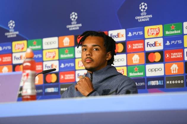 Soccer Men Season 2023 2024 UEFA Champions League I Matchday 4 Press Conference I FC Barcelona 06 11 2023 Jules Kounde 23, FC Barcelona in focus Hamburg Volksparkstadion Hamburg Germany Copyright: xLobecax xHenningxRohlfsx