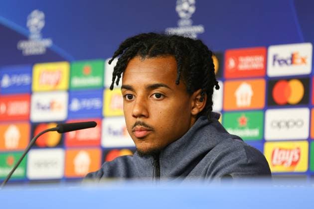 Soccer Men Season 2023 2024 UEFA Champions League I Matchday 4 Press Conference I FC Barcelona 06 11 2023 Jules Kounde 23, FC Barcelona in focus Hamburg Volksparkstadion Hamburg Germany Copyright: xLobecax xHenningxRohlfsx