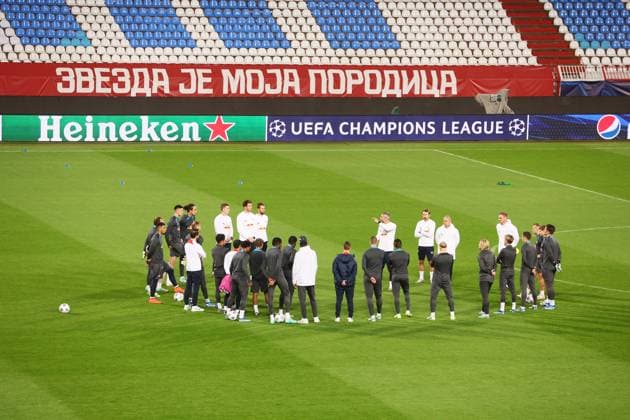Red Star Belgrade RB Leipzig Training Champions League Beograd, 06 11 2023, Stadion Rajko Mitic, Fußball , UEFA Champions League, Gruppe G , 4 Spieltag, Matchday 1 , Red Star Belgrade vs RB Leipzig , Final training RB Leipzig , Im Bild Mannschaft von RB Leipzig , Foto nur zur redaktionellen Nutzung bestimmt , UEFA regulations prohibit any use of photographs as image sequences and or quasi video ,