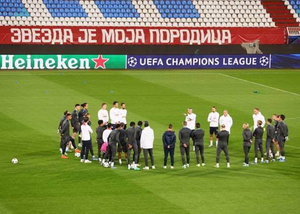 Red Star Belgrade RB Leipzig Training Champions League Beograd, 06 11 2023, Stadion Rajko Mitic, Fußball , UEFA Champions League, Gruppe G , 4 Spieltag, Matchday 1 , Red Star Belgrade vs RB Leipzig , Final training RB Leipzig , Im Bild Mannschaft von RB Leipzig , Foto nur zur redaktionellen Nutzung bestimmt , UEFA regulations prohibit any use of photographs as image sequences and or quasi video ,