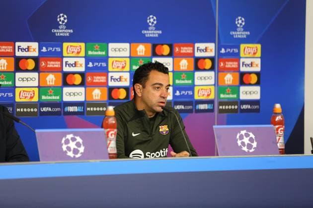 Soccer Men Season 2023 2024 UEFA Champions League I Matchday 4 Press Conference I FC Barcelona 06 11 2023 Xavi, Xavier Hernandez Creus FC Barcelona in focus Hamburg Volksparkstadion Hamburg Germany Copyright: xLobecax xHenningxRohlfsx
