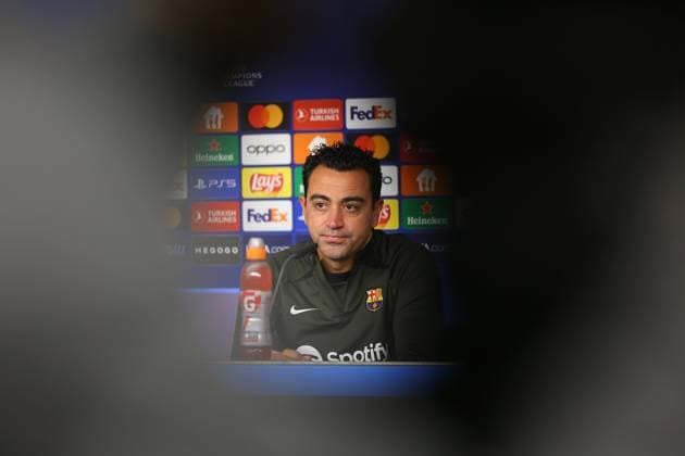 Soccer Men Season 2023 2024 UEFA Champions League I Matchday 4 Press Conference I FC Barcelona 06 11 2023 Xavi, Xavier Hernandez Creus FC Barcelona in focus Hamburg Volksparkstadion Hamburg Germany Copyright: xLobecax xHenningxRohlfsx