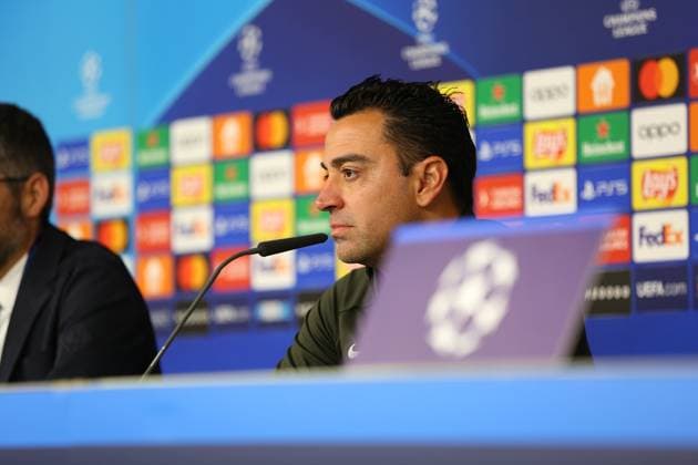 Soccer Men Season 2023 2024 UEFA Champions League I Matchday 4 Press Conference I FC Barcelona 06 11 2023 Xavi, Xavier Hernandez Creus FC Barcelona in focus Hamburg Volksparkstadion Hamburg Germany Copyright: xLobecax xHenningxRohlfsx