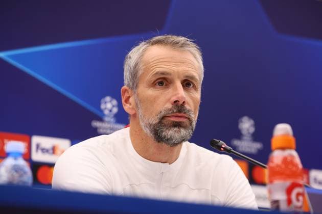 Red Star Belgrade RB Leipzig PK Champions League Beograd, 06 11 2023, Stadion Rajko Mitic, Fußball , UEFA Champions League, Gruppe G , 4 Spieltag, Matchday 1 , Red Star Belgrade vs RB Leipzig , Press conference before the match , In the picture coach Marco Rose, RB Leipzig , Photo for editorial use only , UEFA regulations prohibit any use of photographs as image sequences and or quasi video ,