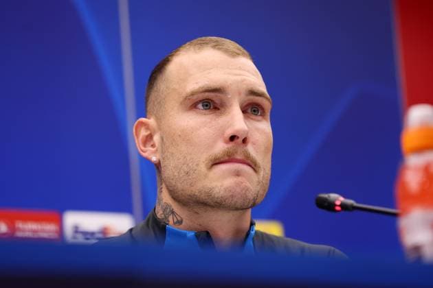 Red Star Belgrade RB Leipzig PK Champions League Beograd, 06 11 2023, Stadion Rajko Mitic, Fußball , UEFA Champions League, Gruppe G , 4 Spieltag, Matchday 1 , Red Star Belgrade vs RB Leipzig , Press conference before the match , Im Bild David Raum 22, RB Leipzig , Foto nur zur redaktionellen Nutzung bestimmt , UEFA regulations prohibit any use of photographs as image sequences and or quasi video ,