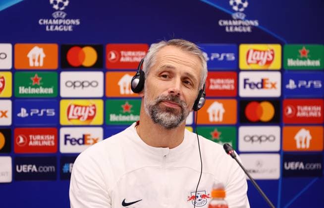 Red Star Belgrade RB Leipzig PK Champions League Beograd, 06 11 2023, Stadion Rajko Mitic, Fußball , UEFA Champions League, Gruppe G , 4 Spieltag, Matchday 1 , Red Star Belgrade vs RB Leipzig , Press conference before the match , In the picture coach Marco Rose, RB Leipzig , Photo for editorial use only , UEFA regulations prohibit any use of photographs as image sequences and or quasi video ,