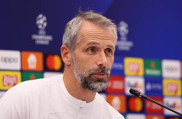 Red Star Belgrade RB Leipzig PK Champions League Beograd, 06 11 2023, Stadion Rajko Mitic, Fußball , UEFA Champions League, Gruppe G , 4 Spieltag, Matchday 1 , Red Star Belgrade vs RB Leipzig , Press conference before the match , In the picture coach Marco Rose, RB Leipzig , Photo for editorial use only , UEFA regulations prohibit any use of photographs as image sequences and or quasi video ,